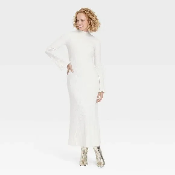 a new day long sleeve dress Women's Long Sleeve Sheer Maxi Sweater Dress